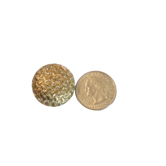 Bijoux BEC London Gold Tone Woven With Rhinestones Domed Clip On Earrings - Picture 9 of 9